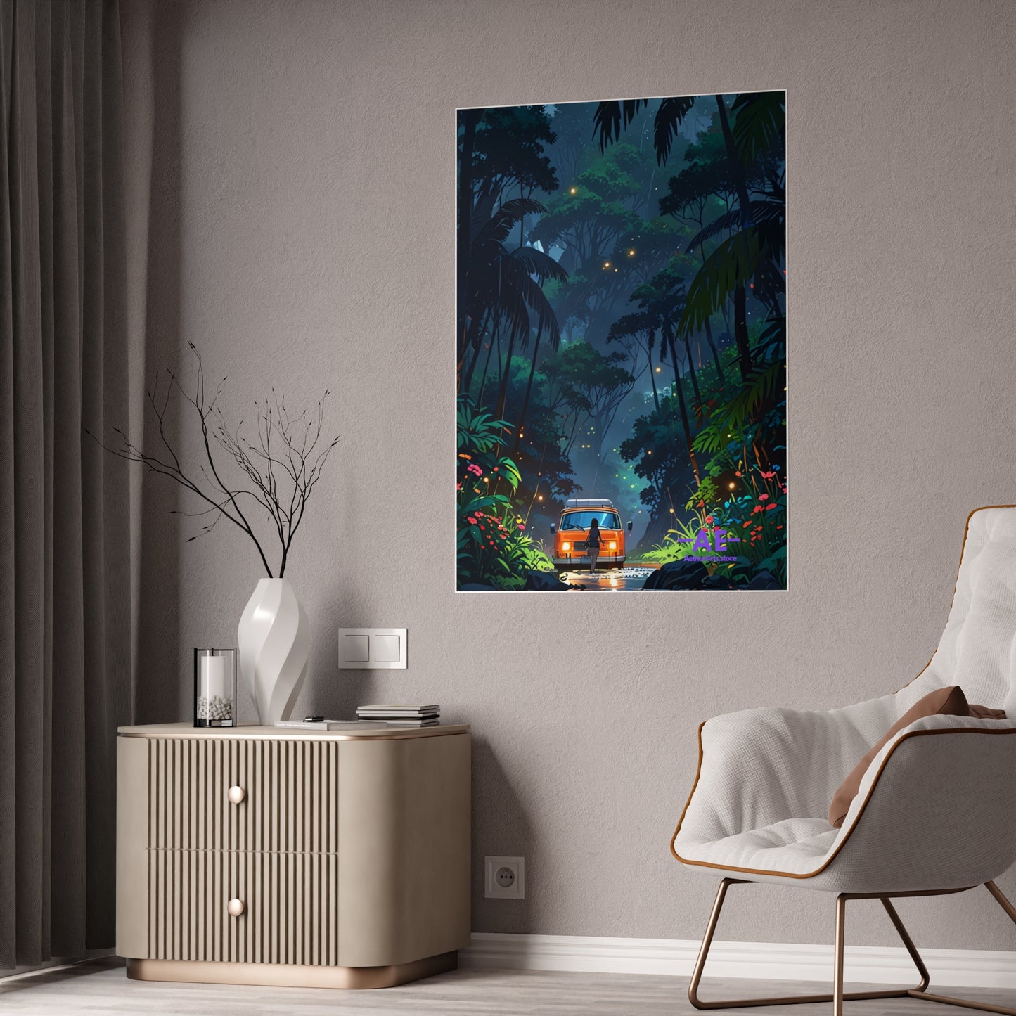 Glossy Art Print, Tropical Jungle Adventure Wall Poster